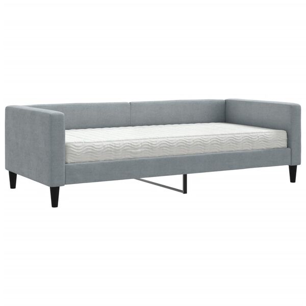 vidaXL Sofa z materacem, jasnoszara, 90x190 cm, tkanina