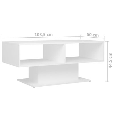 vidaXL Stolik kawowy, biały, 103,5x50x44,5 cm, materiał drewnopochodny