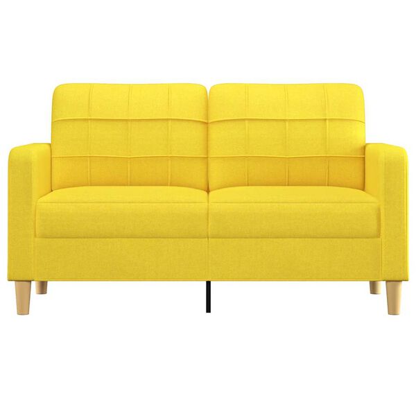 vidaXL Sofa 2-osobowa, jasnożółta, 140 cm, tapicerowana tkaniną