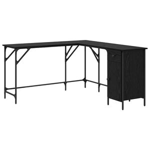 vidaXL Biurko Czarny Dąb Drewno inżynieryjne 141 x 141 x 75 cm