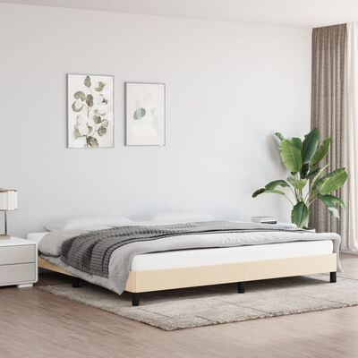 vidaXL Rama łóżka, kremowa, 200x200 cm, obita tkaniną