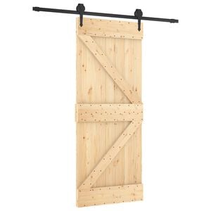 vidaXL Drzwi przesuwne Naturalny i czarny 85 x 210 cm