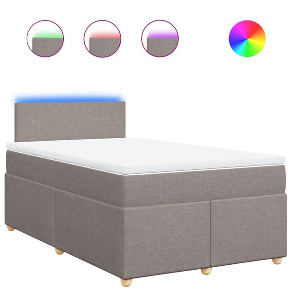 vidaXL Ł&oacute;żko kontynentalne z materacem, taupe, tkanina, 120x200 cm