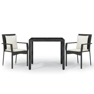 vidaXL 3-cz. zestaw mebli ogrodowych z poduszkami, czarny rattan PE