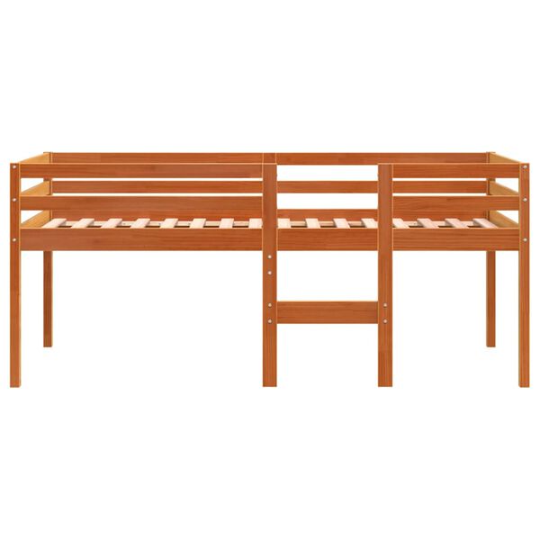 vidaXL Ł&oacute;żko na średniej wysokości antresoli, woskowy brąz, 90x200 cm