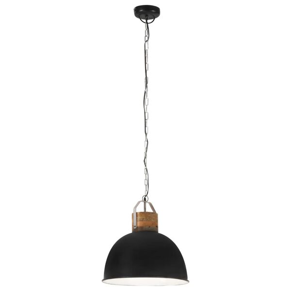 vidaXL Industrialna lampa wisząca, czarna, okrągła, 51 cm, E27, mango