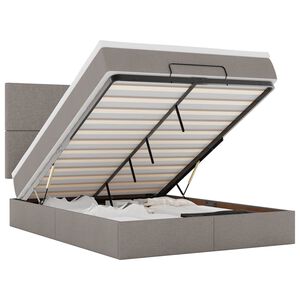 vidaXL Rama ł&oacute;żka otomana z materacem, taupe, 140x200 cm, tkanina