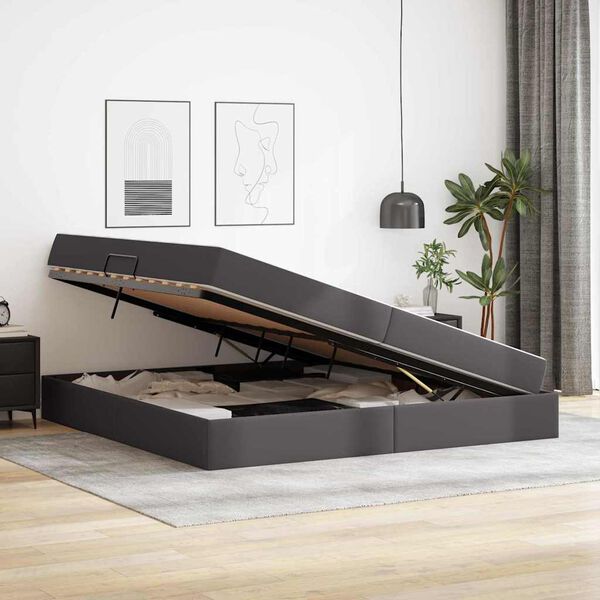 vidaXL Ł&oacute;żko z miejscem na przechowywanie i materacem 2 pcs Szary