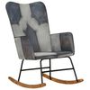 vidaXL Fotel bujany, szary, skóra naturalna i płótno