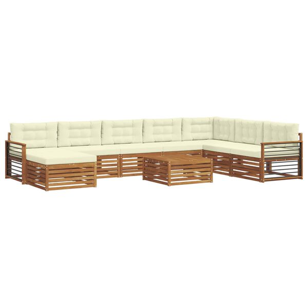 vidaXL Zestawy sof 9 pcs Naturalny i Kremowy Lite Drewno Akacji