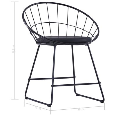 vidaXL Krzesła z siedziskami ze sztucznej skóry, 2 szt., czarne, stal