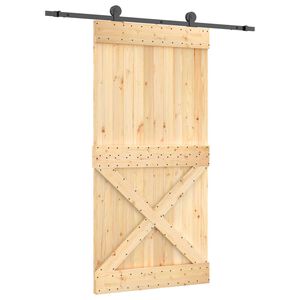 vidaXL Drzwi przesuwne 100 x 210 cm Lite Drewno Sosnowe (Nieobrobione)