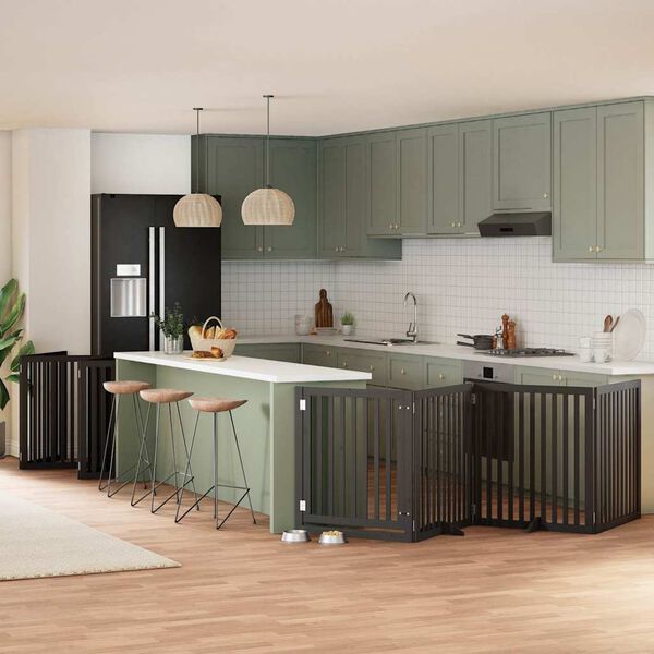 vidaXL Składana bramka dla psa, z drzwiami, 12 paneli, czarna, 960 cm