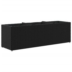 vidaXL Donica ogrodowa z 3 wkładami, czarna, 105x30x32 cm, rattan PE