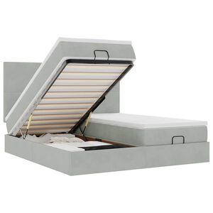 vidaXL Rama ł&oacute;żka otomana z materacami, szara, 160x200 cm, aksamit