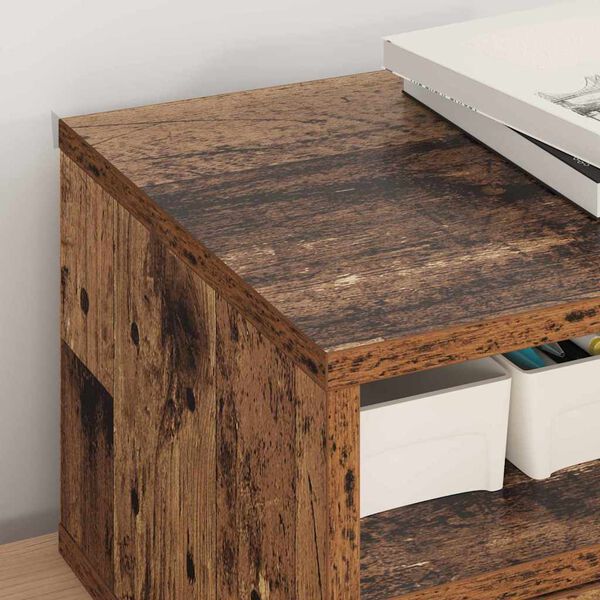 vidaXL Stojak na drukarkę z szufladą Stare drewno 40 x 32 x 24 cm