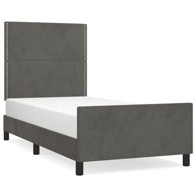 vidaXL Rama łóżka z zagłówkiem, ciemnoszara, 100x200 cm, aksamitna