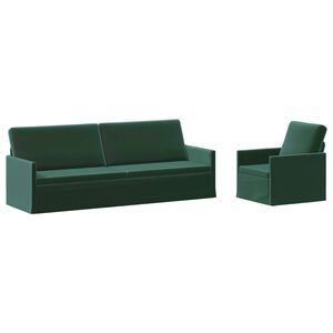 vidaXL Zestaw Sof 2 pcs Ciemnozielony Welur