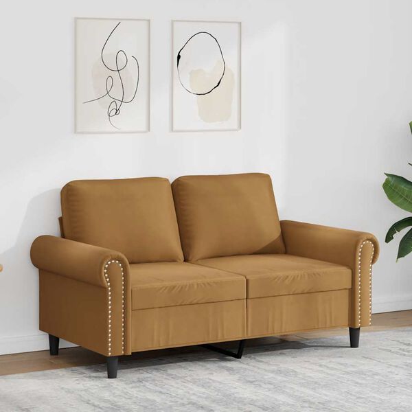 vidaXL Sofa 2-osobowa, brązowy, 120 cm, tapicerowana aksamitem