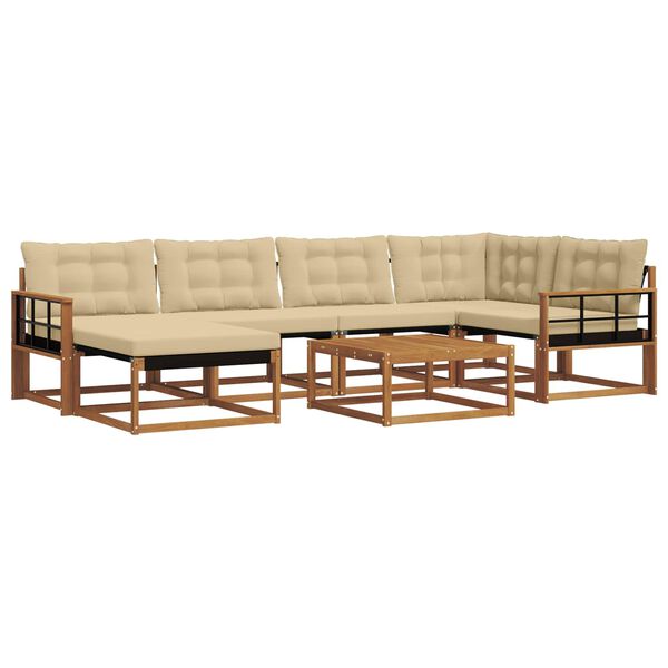 vidaXL Zestaw sof na zewnątrz z poduszką 19 pcs Naturalny i Beżowy