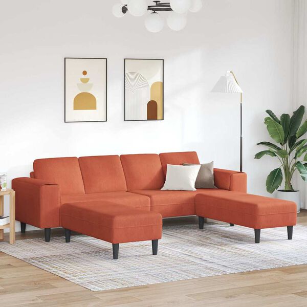 vidaXL Sofa materiałowa z poduszką Czerwono-pomarańczowy 208 cm