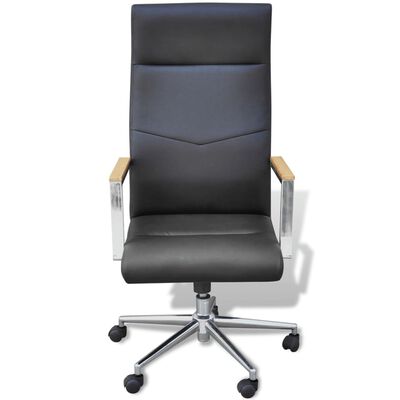 Obrotowe krzesło biurowe, imitacja skóry, czarne