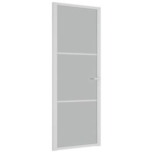 vidaXL Drzwi wewnętrzne, 76x201,5 cm, białe, matowe szkło i aluminium