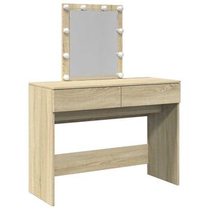 vidaXL Toaletka z oświetleniem LED, dąb sonoma, 100x40x130 cm