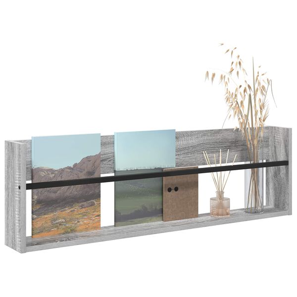 vidaXL Regał na gazety z p&oacute;łką Szary Sonoma 100 x 12 x 30 cm