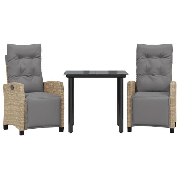 vidaXL 3-cz. zestaw mebli ogrodowych z poduszkami, mieszany beż