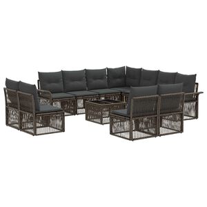 vidaXL Zestaw Sof na Ogr&oacute;d 12 pcs Szary polirattan