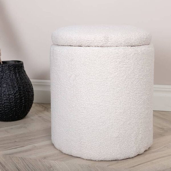Venture Home Puf Limpen, 32x32x40 cm, pluszowy, biały