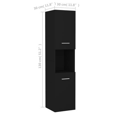 vidaXL Szafka łazienkowa, czarna 30x30x130 cm, materiał drewnopochodny