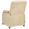 vidaXL Rozkładany fotel masujący, kremowy, sztuczna skóra zamszowa