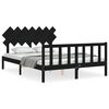 vidaXL Rama ł&oacute;żka z wezgłowiem, czarna, King Size, lite drewno