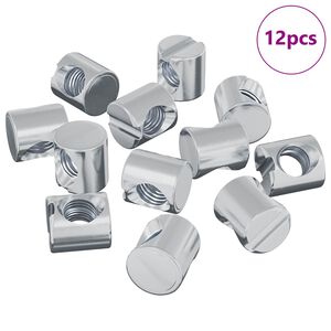 vidaXL Nakrętki Barrel 12 pcs Srebrny M6 x 12 mm Metal