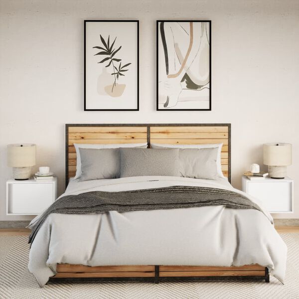 vidaXL Wiszące szafki nocne z LED, 2 szt., białe