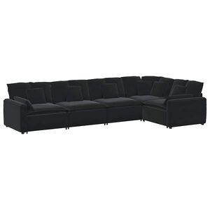vidaXL Sofa modułowa z poduszkami aksamitna czerń