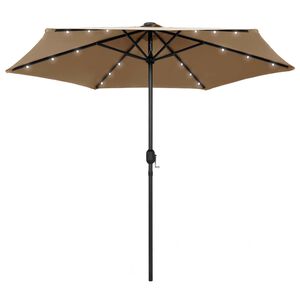 vidaXL Parasol ogrodowy z LED i aluminiowym słupkiem, 270 cm, taupe