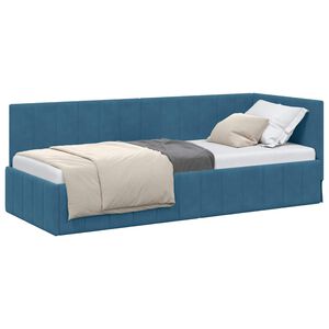 vidaXL Rama ł&oacute;żka narożnego Niebieski 80 cm x 200 cm Aksamit