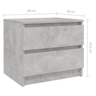vidaXL Szafki nocne, 2 szt., szarość betonu, 50x39x43,5 cm, płyta