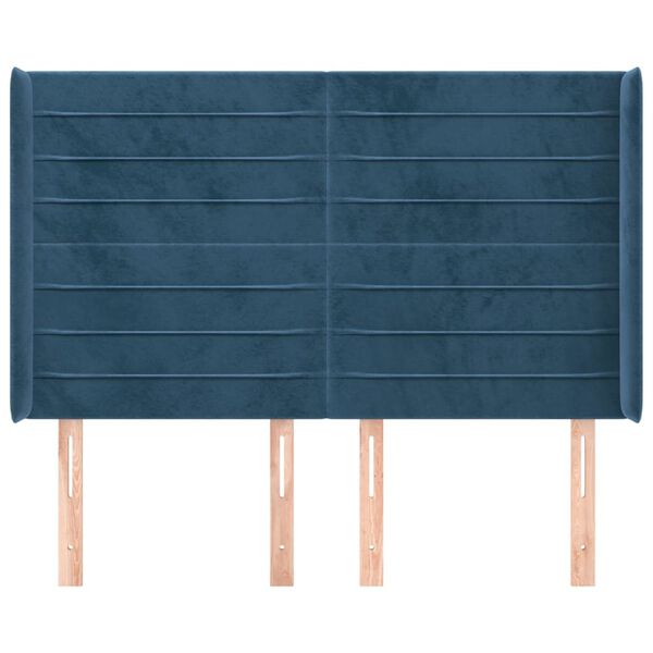 vidaXL Zagł&oacute;wek uszak, ciemnoniebieski, 147x16x118/128 cm, aksamit