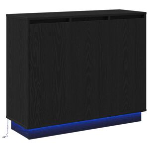 vidaXL Komoda LED Czarny Dąb 90 x 32 x 75 cm Drewno inżynieryjne