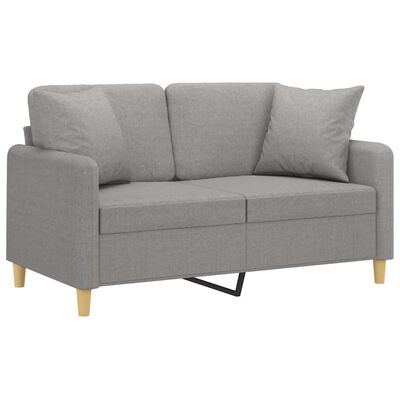 vidaXL 2-osobowa sofa z poduszkami, jasnoszara, 120 cm, tkanina