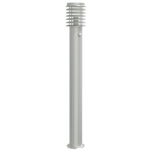 vidaXL Lampa ogrodowa na słupku, z czujnikiem, srebrna, 110 cm, stal
