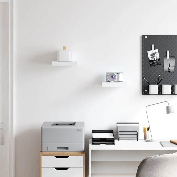 vidaXL P&oacute;łki ścienne, 2 szt., białe, 23 x 23,5 x 3,8 cm, MDF