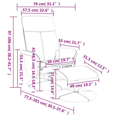 vidaXL Fotel masujący z podnóżkiem, ciemnoszary, obity tkaniną