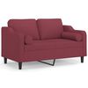 vidaXL 2-osobowa sofa z poduszkami, winna czerwień, 120 cm, tkanina