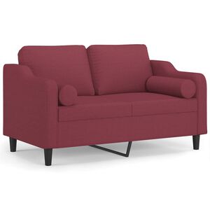 vidaXL 2-osobowa sofa z poduszkami, winna czerwień, 120 cm, tkanina