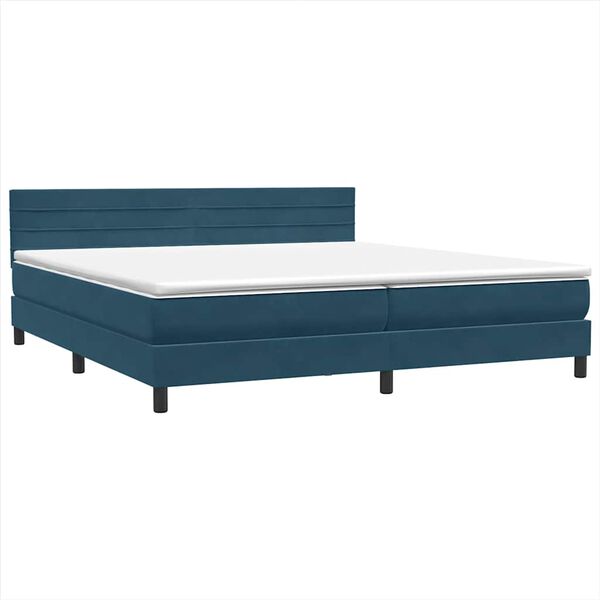 vidaXL Ł&oacute;żko typu Box Spring z materacem Ciemnoniebieski 180x220 cm